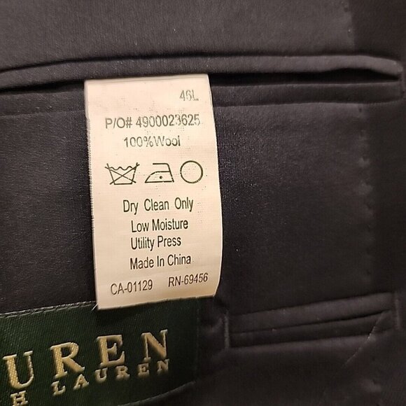 Lauren Ralph Lauren Men's 46L Navy Blue 100% Wool 2 GOLD Button Blazer Jacket - Picture 10 of 11